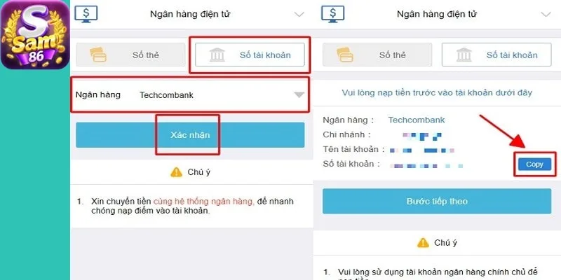 Nạp tiền qua chuyển khoản ngân hàng Nạp tiền qua chuyển khoản ngân hàng